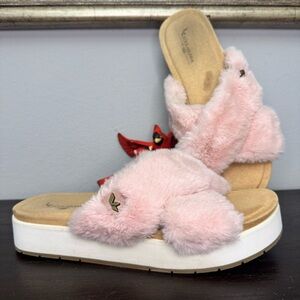Koolaburra By Ugg Pink Women's Roubie Fuzz Sandals Shoes estimated size 8.5